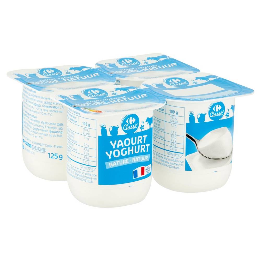 Carrefour Classic'' Yaourt Nature 4 x 125 g