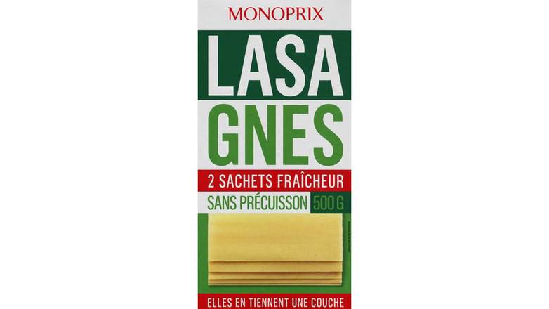 Monoprix Lasagnes sans précuisson La boîte de 2 sachets - 500 g