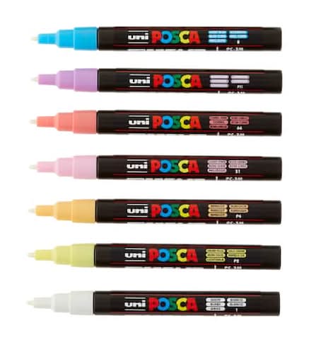 Uni Posca Soft Color Fine Tip Marker Set (8 ct)