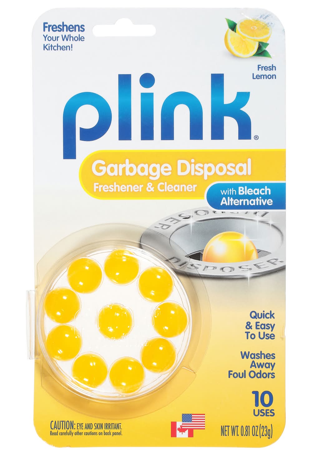 Plink Garbage Disposer Cleaner and Deodorizer, Lemon (0.81 oz, 10 ct)