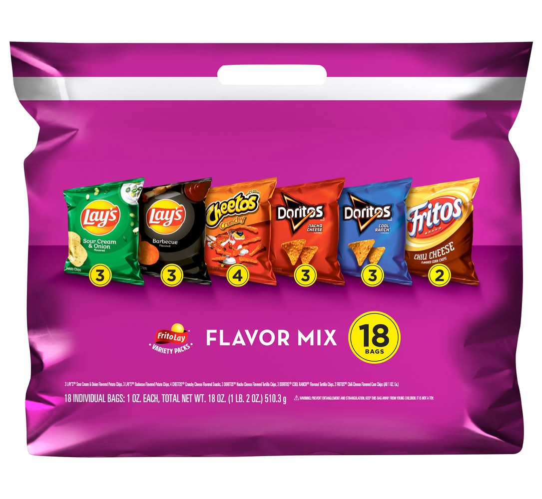 Frito-Lay Snacks Flavor Mix Variety pack, Assorted (18 x 1 oz)