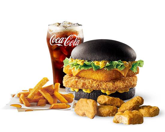 微牽絲起司排脆豬瓜瘋餐 | Slightly Stringy Cheese Patty Pork Cheese Burger+Sweet Potato Combo