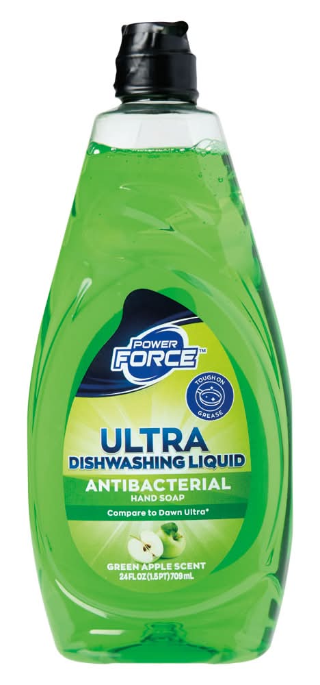 Power Force Ultra Antibacterial Dishwashing Liquid, Green Apple (24 fl oz)