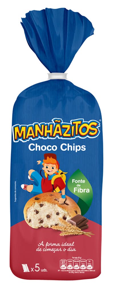 Manhazitos - 5 manhãzitos choco chips, embalagem de 175g