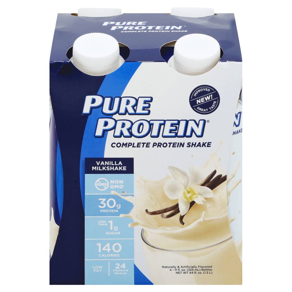 Pure Protein Milkshake Protein Shake, Vanilla (11 fl oz, 4 ct)