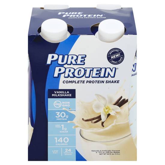 Pure Protein Vanilla Milkshake Protein Shake (4 x 11 oz)