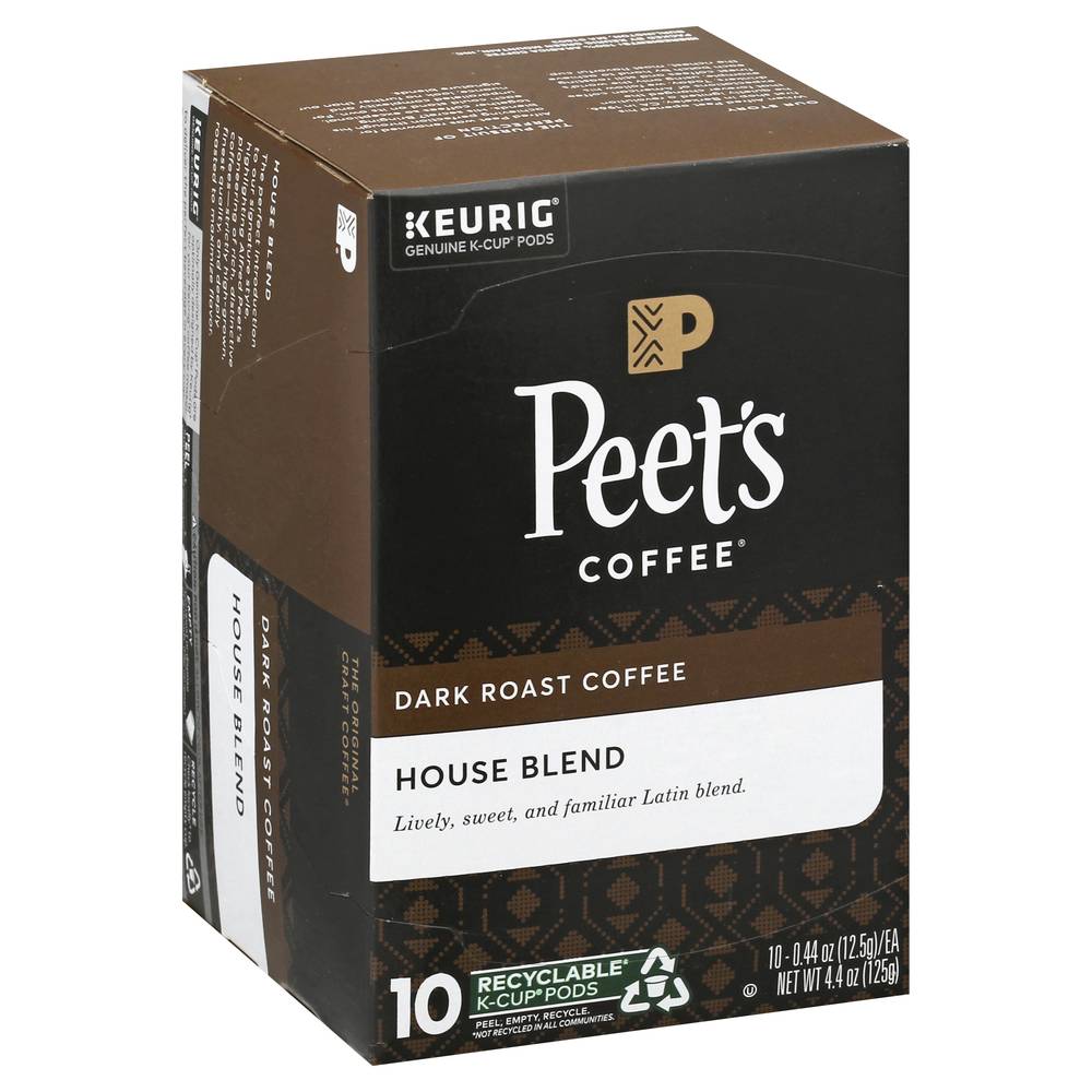 Peet's Coffee House Blend Dark Roast Coffee K-Cup Pods (4.4 oz)