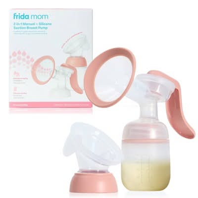 Frida Mom 2-In-1 Manual + Silicone Suction Breast Pump 5 oz