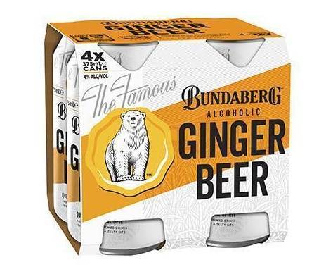 Bundaberg Alcoholic Ginger Beer Can 4x375ml
