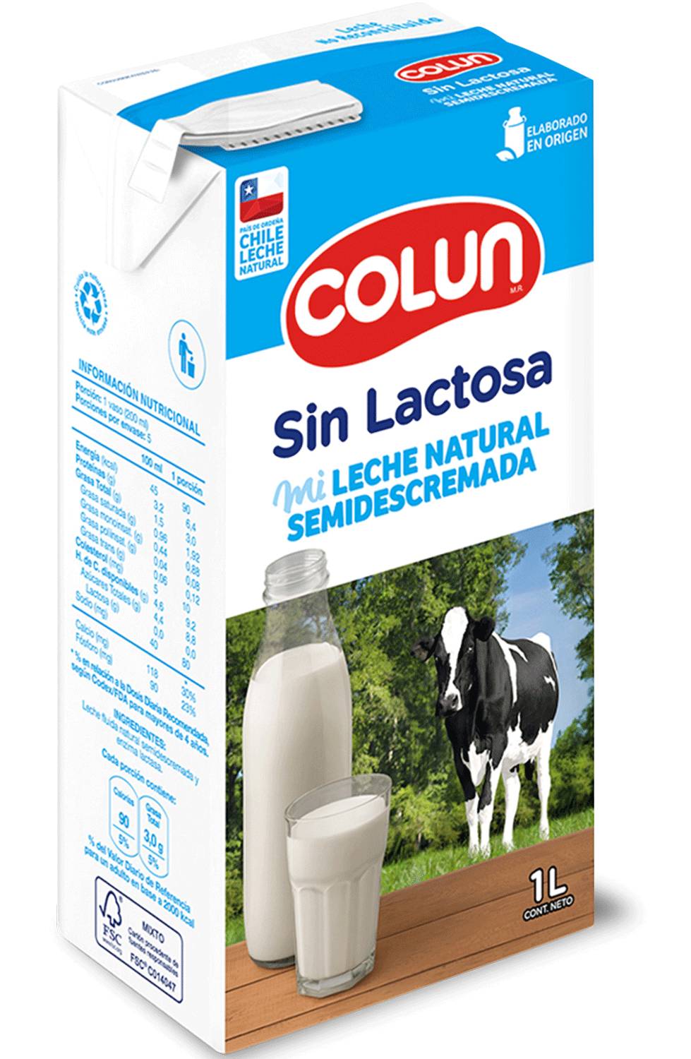 Colun · Leche semidescremada sin lactosa (1 L)