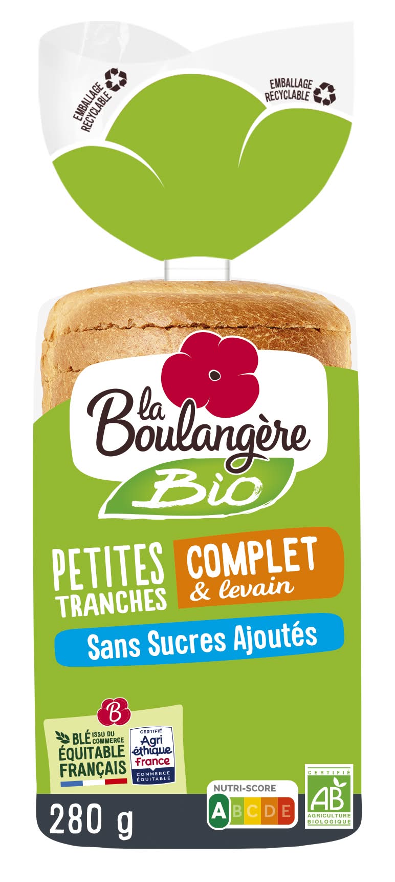 La Boulangere - Pain de mie grandes tranches complet bio (280g)