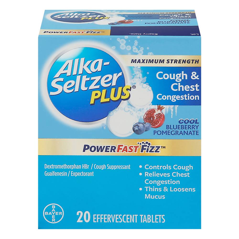 Alka-Seltzer Plus Power Fast Fizz Cool Blueberry Pomegranate Cough & Chest Congestion (0.19 oz)