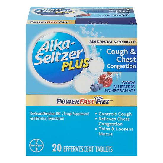 Alka-Seltzer Plus Power Fast Fizz Cool Blueberry Pomegranate Cough & Chest Congestion