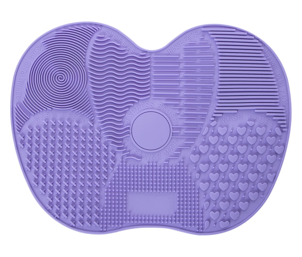 Silicone Makeup Brush Cleaning Mat 8.81in x 6.5in Purple