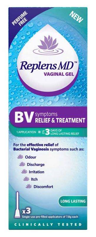 Replens MD BV symptoms RELIEF & TREATMENT Vaginal Gel 3 Pre-Filled Applicators