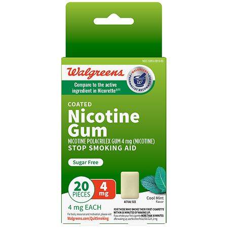 Walgreens Sugar Free Coated Nicotine Gum, Mint