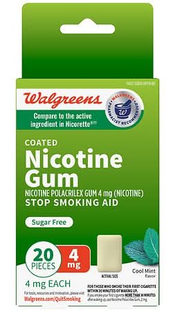 Walgreens Sugar Free Coated Nicotine Gum, Mint