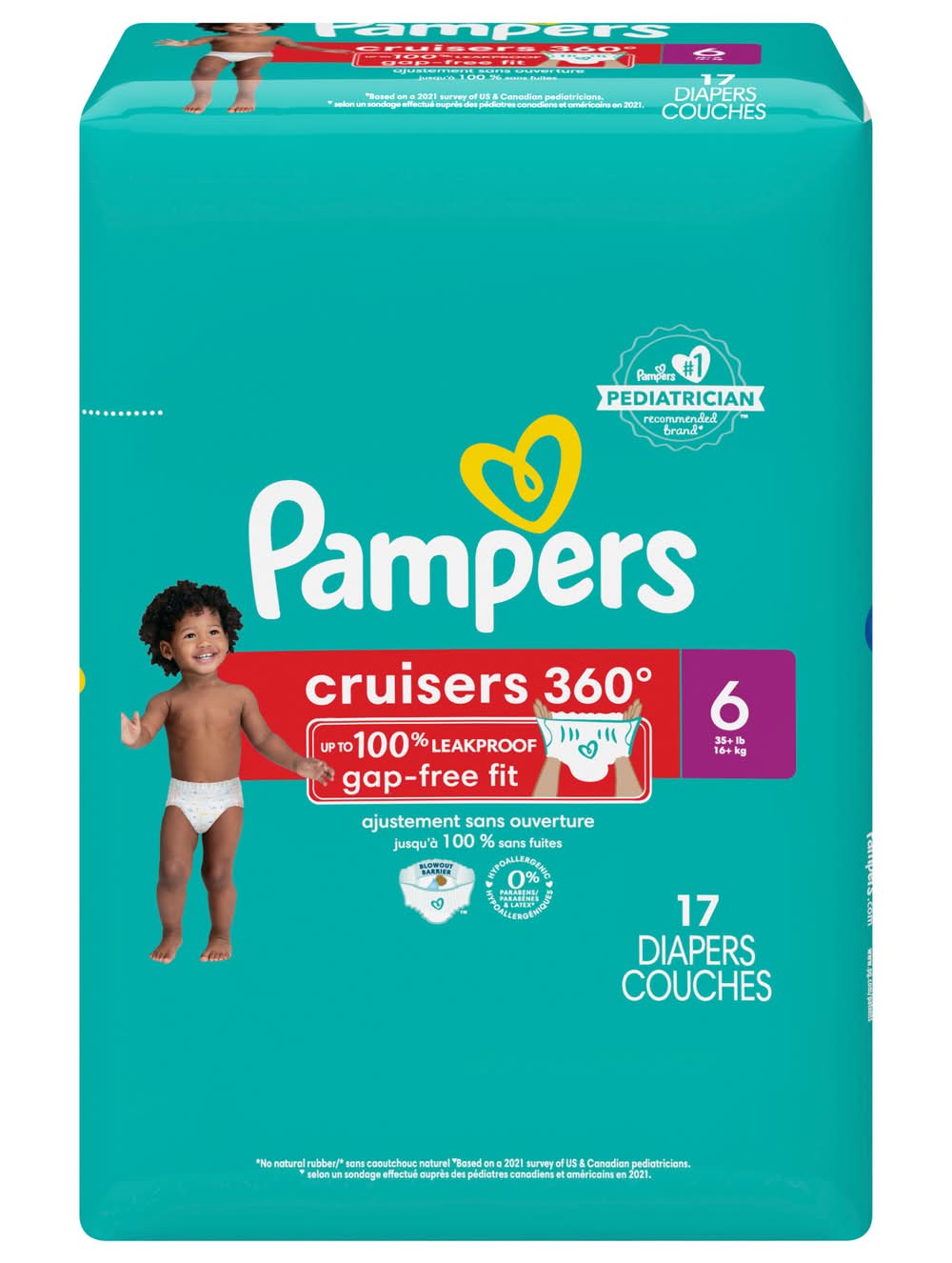 Pampers Cruisers 360 Diapers Couches, Size 6 (17 ct)