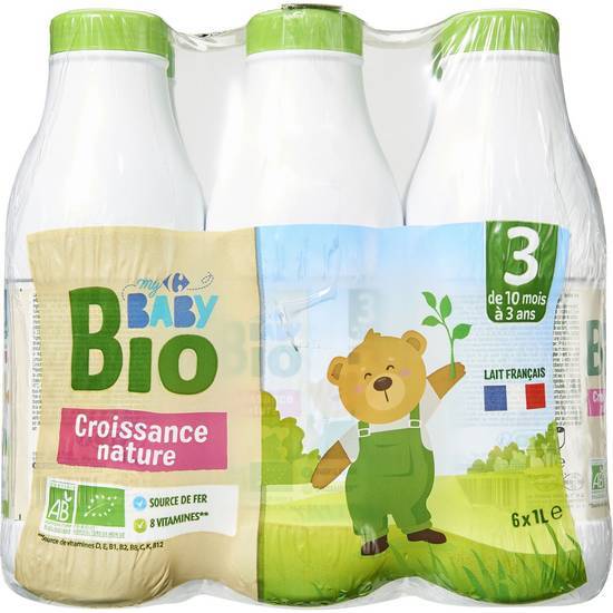 Carrefour Baby Bio - Lait bébé liquide de 10 mois à 3 ans (6 pièces, 1 L)