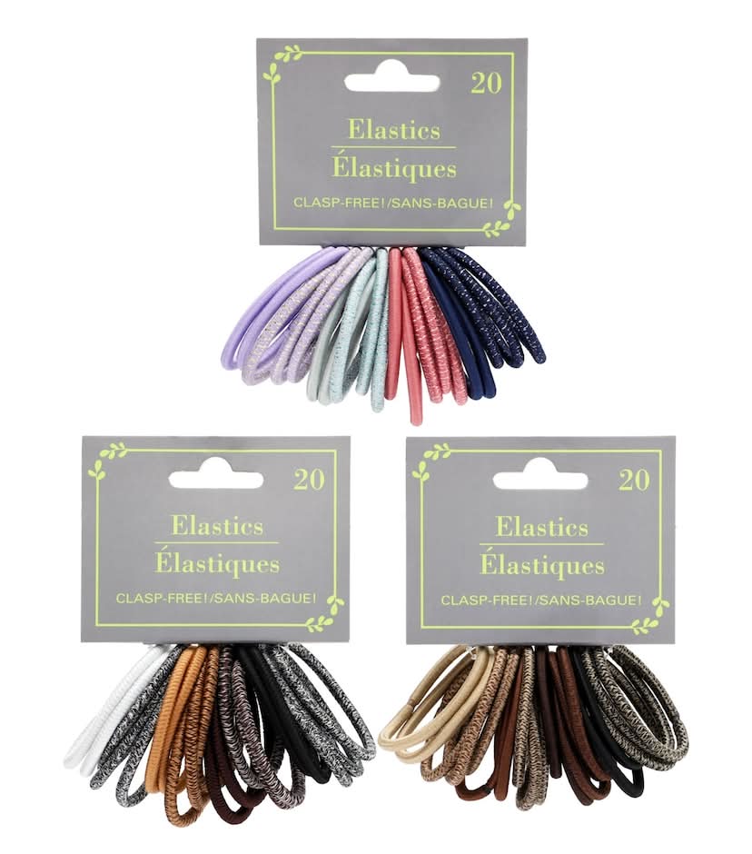 Assorted Neutral Elastic Ponytail Holders, 20-ct. Packs