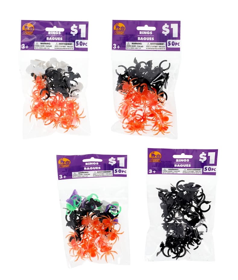 Assorted Designs Seasonal Collection Halloween Rings, 3+ Years (50 ct)