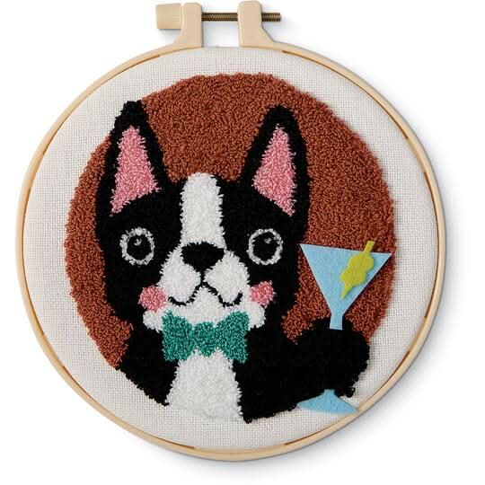Loops & Threads Dog With Martini Punch Needle Kit With Hoop Delivery ...