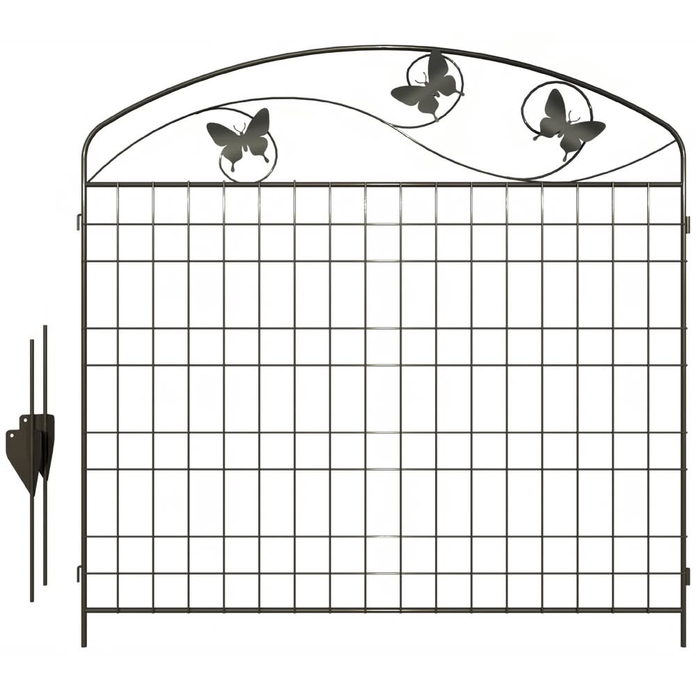 YARDLINK 3-ft H x 3-ft W Black Galvanized steel No Dig Decorative Fence panel