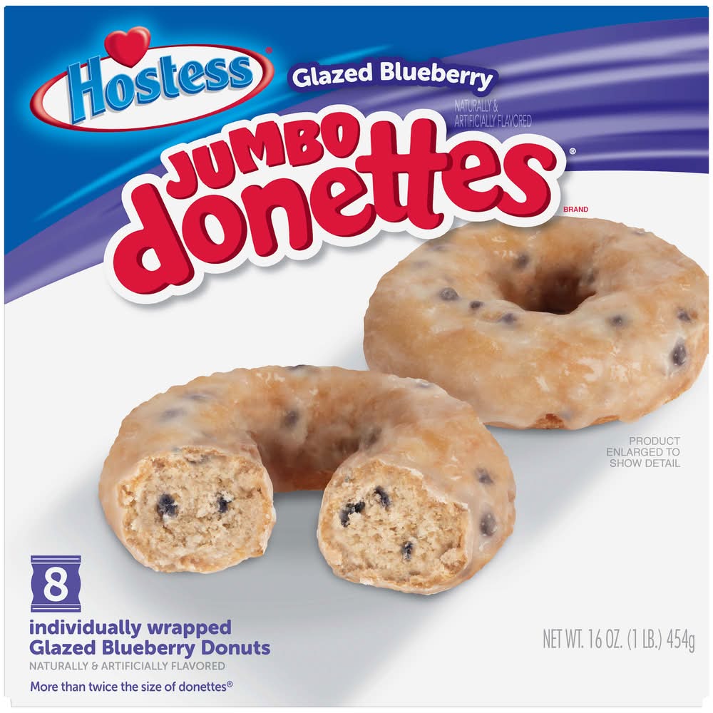 Hostess Glazed Jumbo Donettes, Blueberry (16 oz, 8 ct)