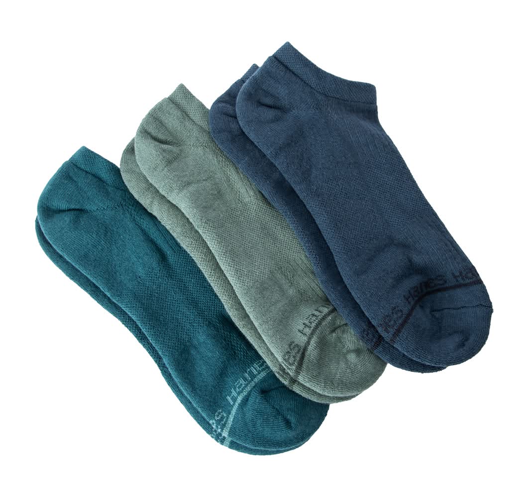 Young Mens Hanes® Supersoft No Shows 3-Pairs Blue Multi