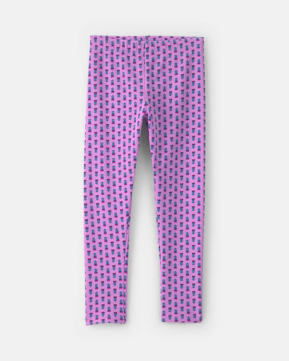 Girls Floral Fleece Pull-On Stretch Leggings - Purple - 10