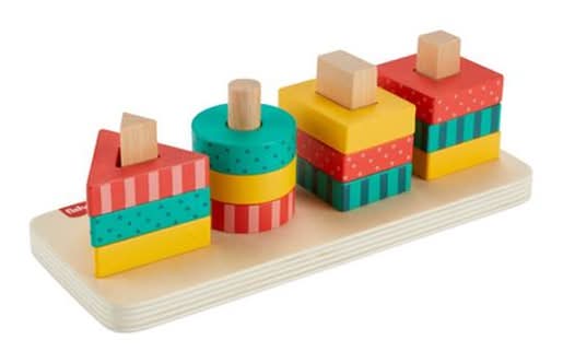 Fisher-Price · Juguete apilable de madera con círculos, triángulos y cuadrados, 2+ Años (13 un)