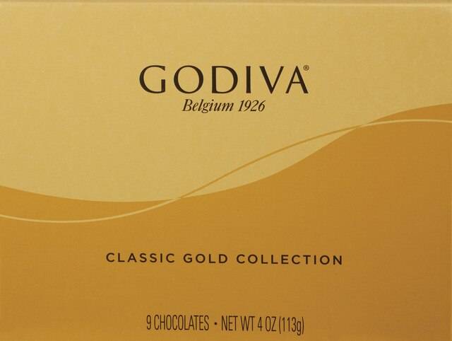 Godiva Classic Gold Collection Chocolate Gift Box, Assorted Flavor, 9 Ct, 4 Oz