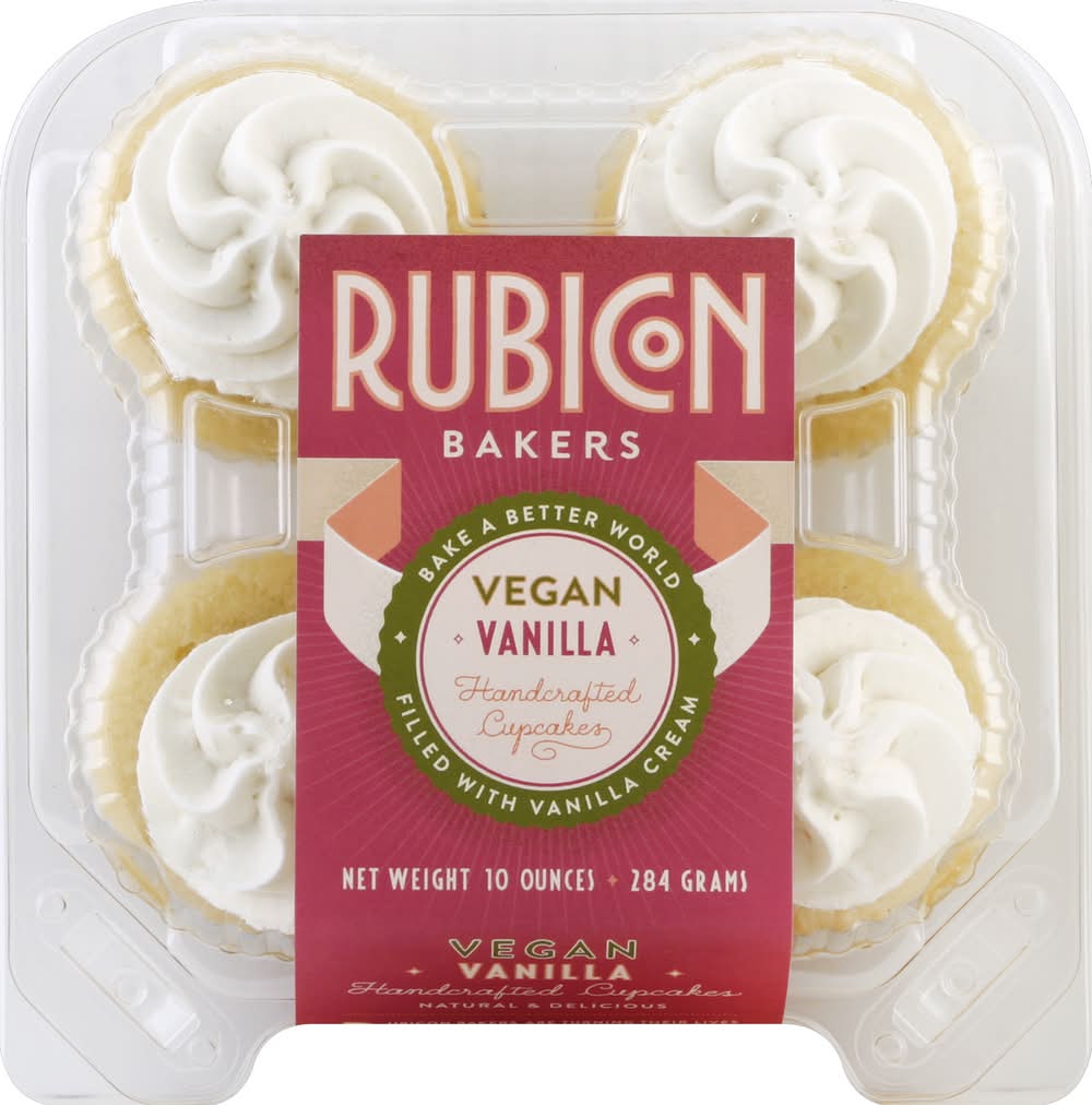 Rubicon Bakers Vegan Handcrafted Cupcakes, Vanilla (10 oz, 4 ct)