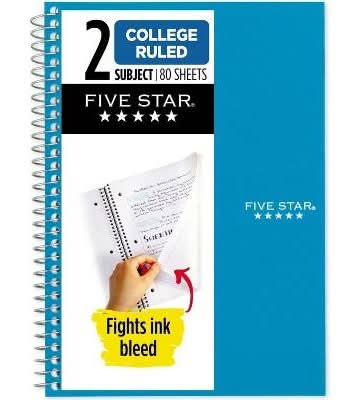Five Star Personal Spiral College Ruled Notebook, Tidewater Blue
