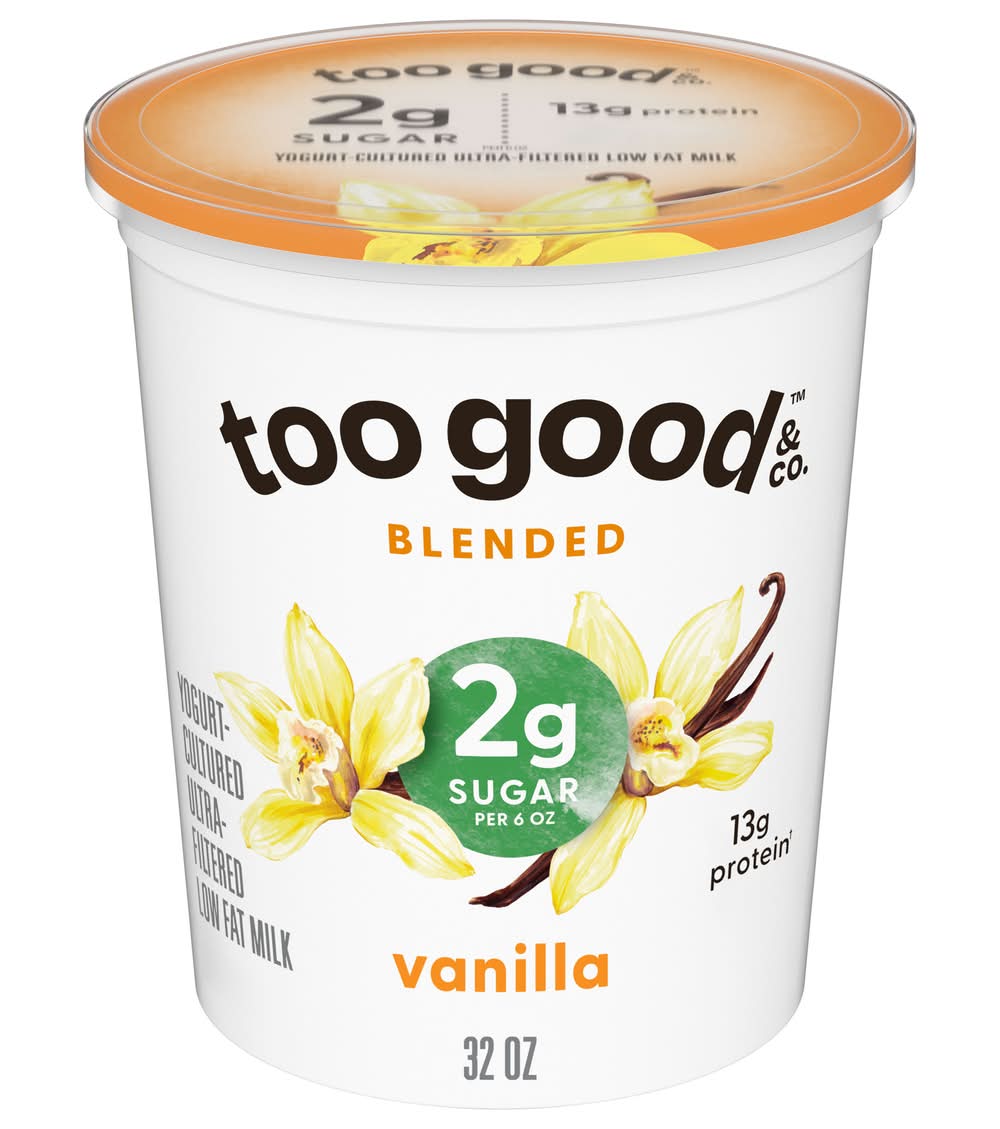 Too Good & Co. Low Fat Milk Ultra-Filtered Cultured Blended Yogurt, Vanilla (32 oz)
