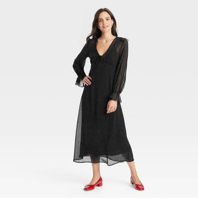 a new day long sleeve dress A New Day Women's Long Sleeve Knit Ballet Maxi Dress, Medium - Black (1 each) Delivery or Pickup Near Me