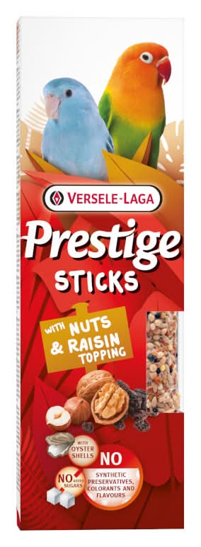 Barritas de semillas horneadas con cobertura para periquitos · Prestige - Nueces-Pasas (2 un)