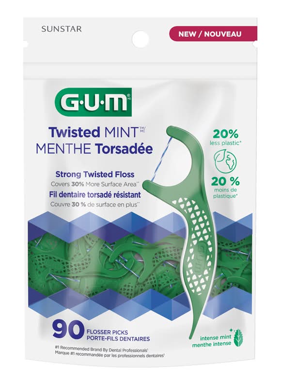 Gum Porte-Fils Menthe Torsadée Int. 90Un - Gum Twist.Mint Flossers 90