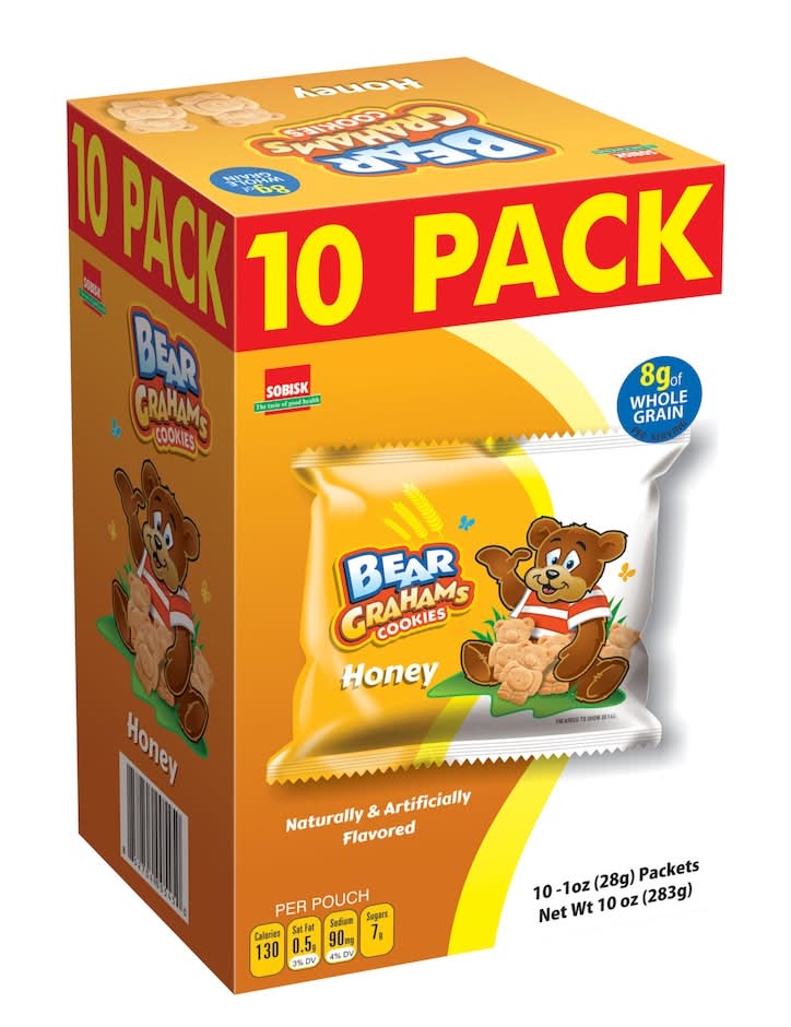 Sobisk Bear Shaped Graham Cracker Cookies, Honey (10 x 1 oz)