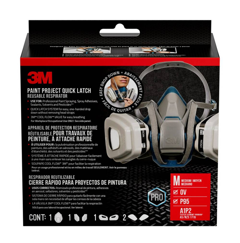 3M Paint Project Quick Latch Reusable Respirator 6502ql, M