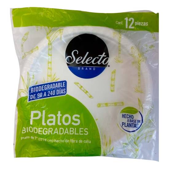 Selecto platos biodegradables 7" (paquete 12 piezas)