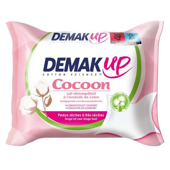 Lingettes démaquillantes demak'up cocoon peaux sèches ou très sèches x25