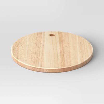 Threshold Rubberwood Round Serving Platter, 10x10 in, Brown