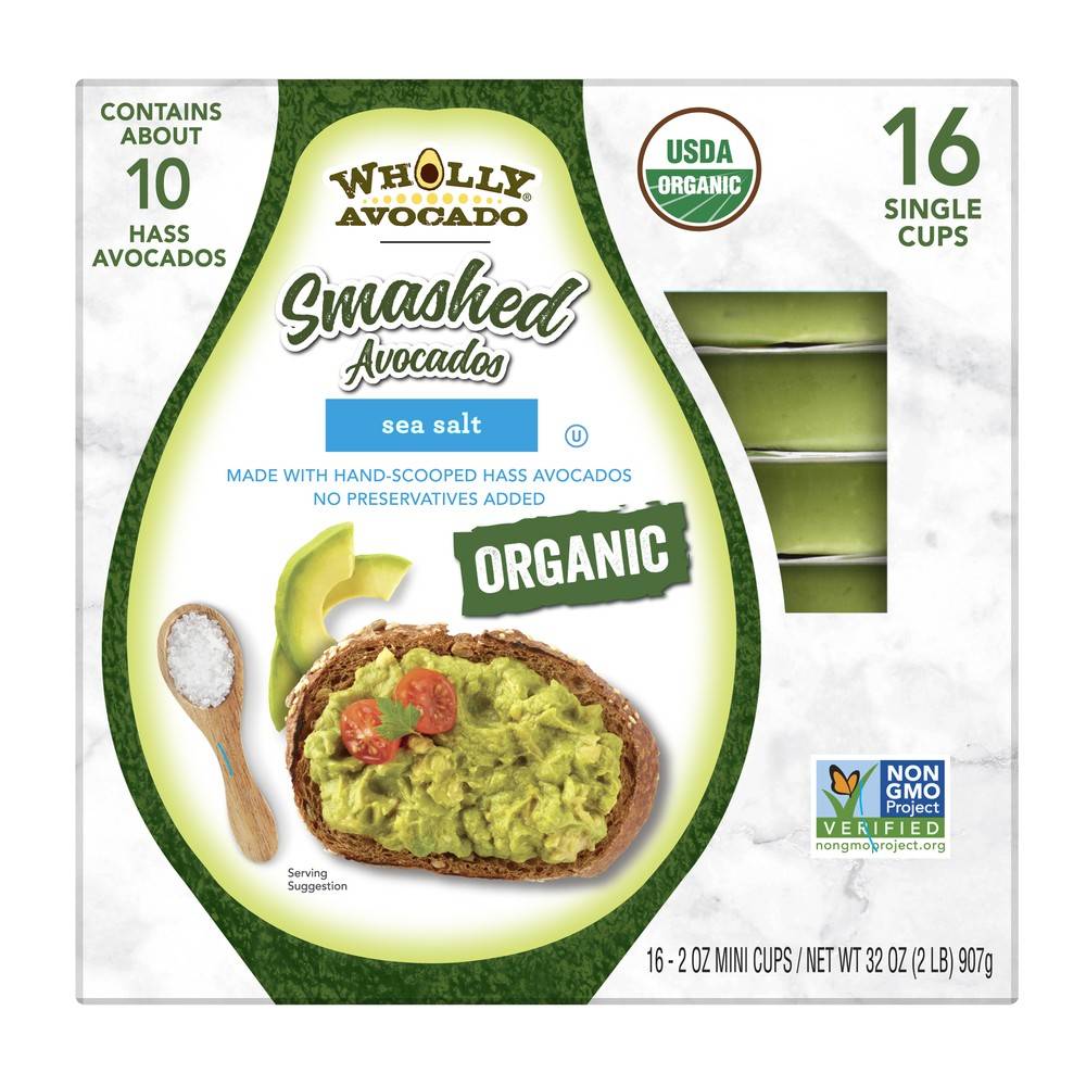 WHOLLY Smashed Avocados With Sea Salt (2 oz, 16 ct)