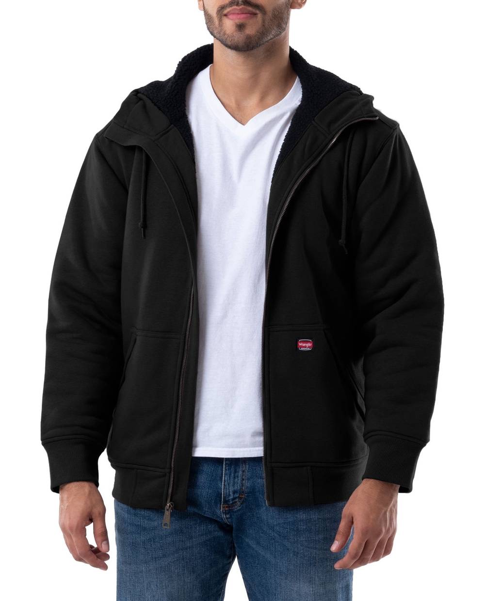 Wrangler Men's Black Medium Weight Canvas Hooded Insulated Work Jacket (Extra Large) | 90