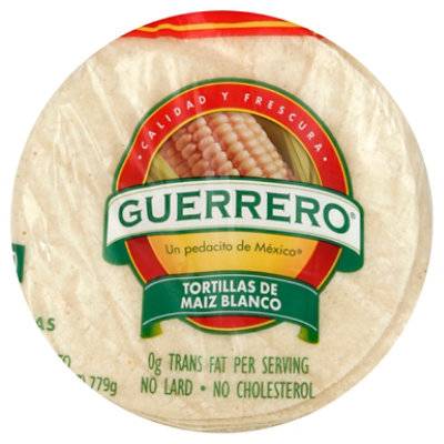 Guerrero Tortillas Corn White Maiz Blanco Bag 30 Count - 27.5 Oz