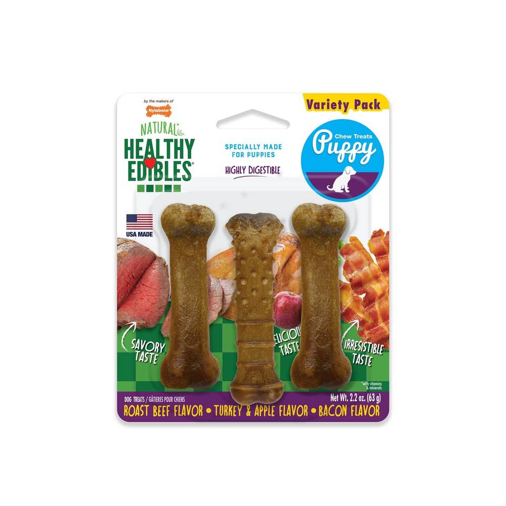 Nylabone Healthy Edibles Chew Treats Puppy Starter Kit (2.2 oz)