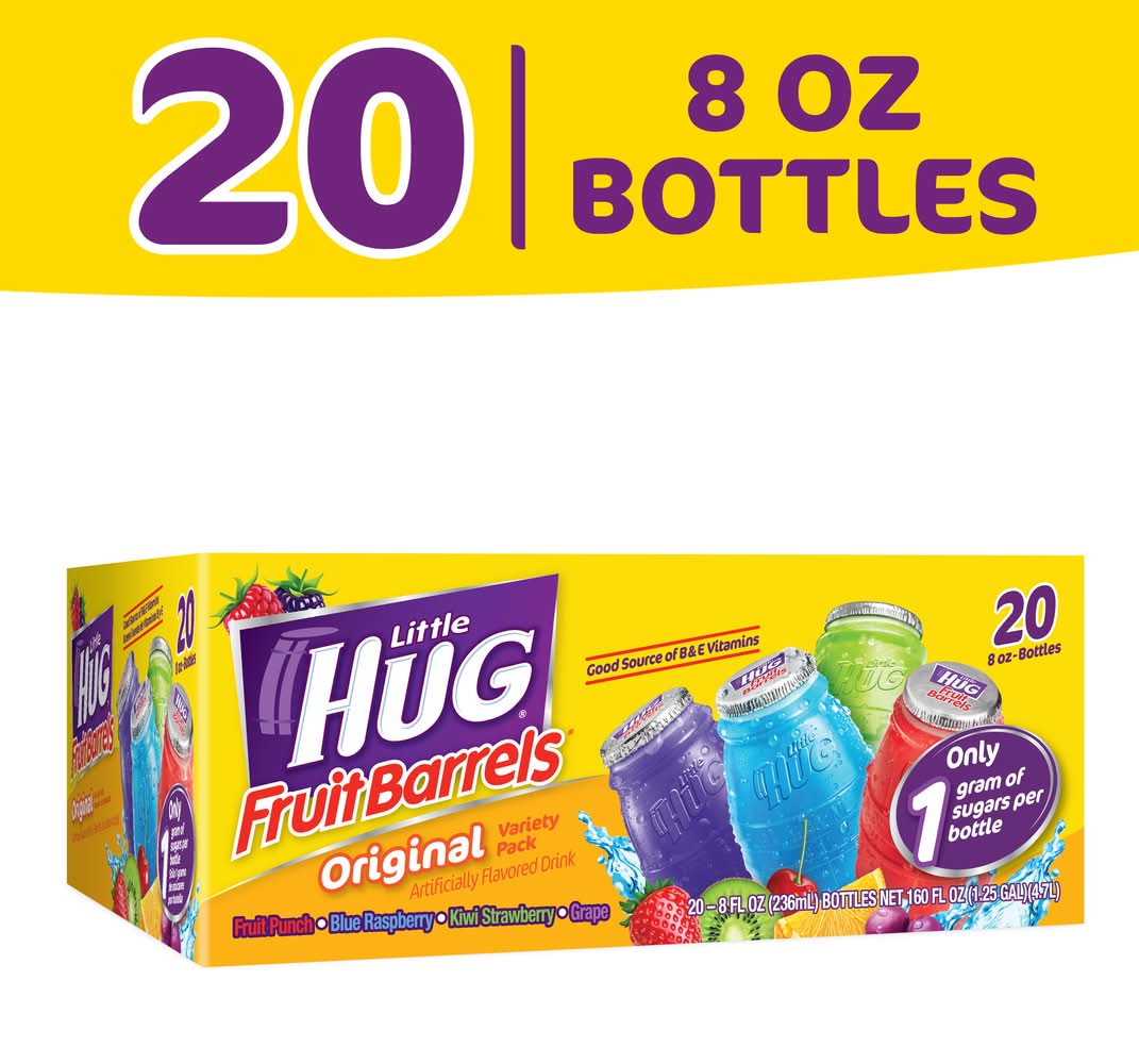 Little Hug Fruit Barrels Variety pack Original Drink, Assorted (20 x 8 fl oz)