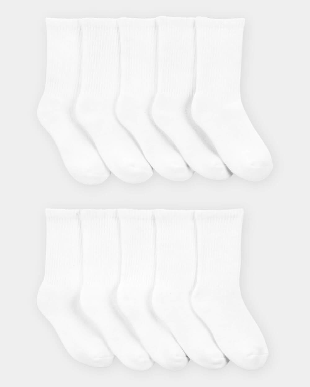 Boys 10-Pack Crew Socks - White - 4-7