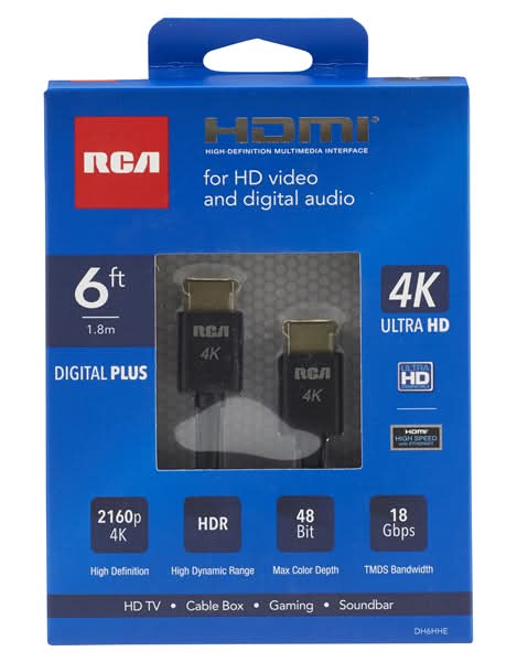 RCA DIGITAL PLUS 6FT HIGH SPEED HDMI CABLE